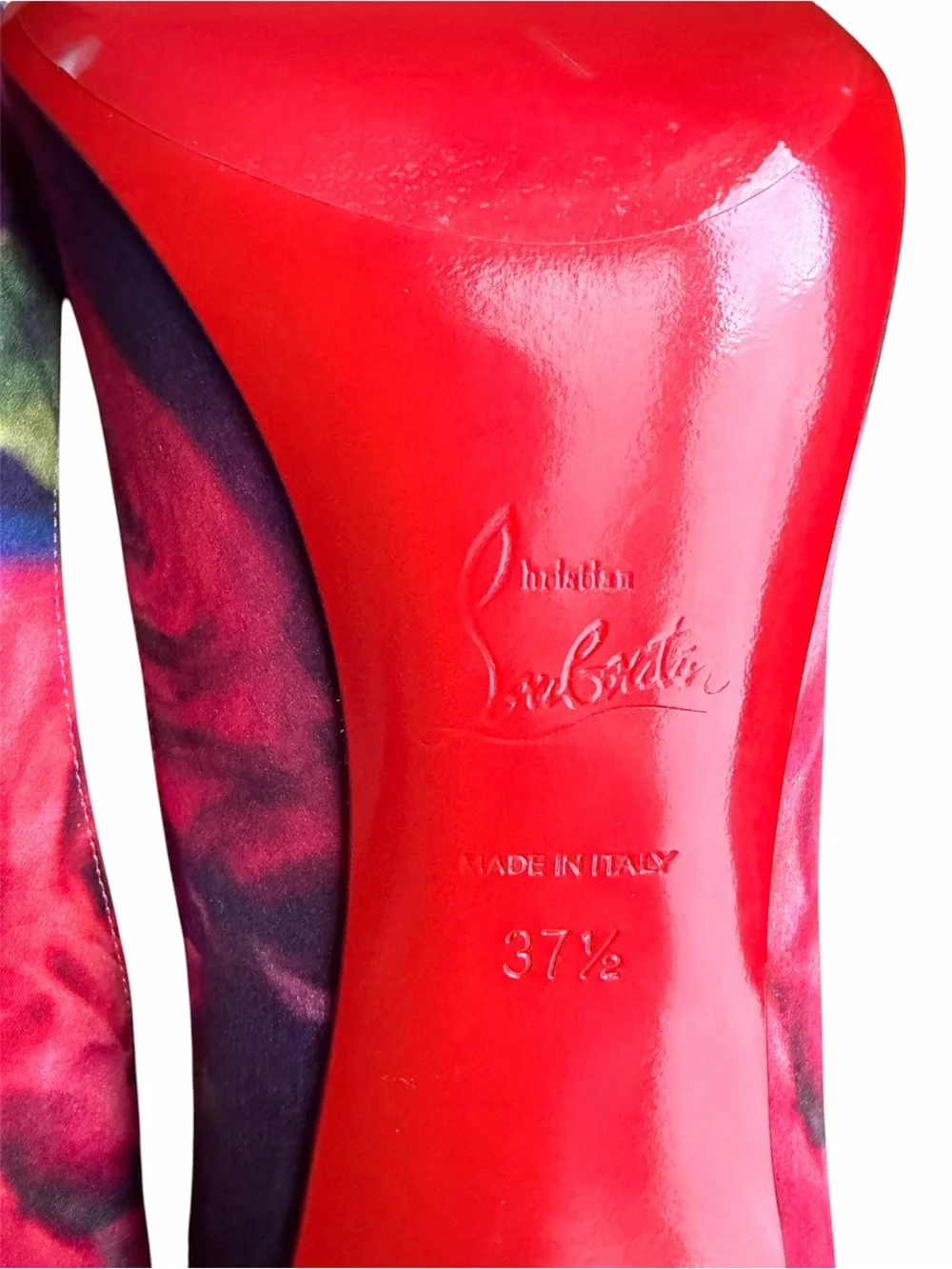 Christian Louboutin Kate 100mm crepe rose print heels